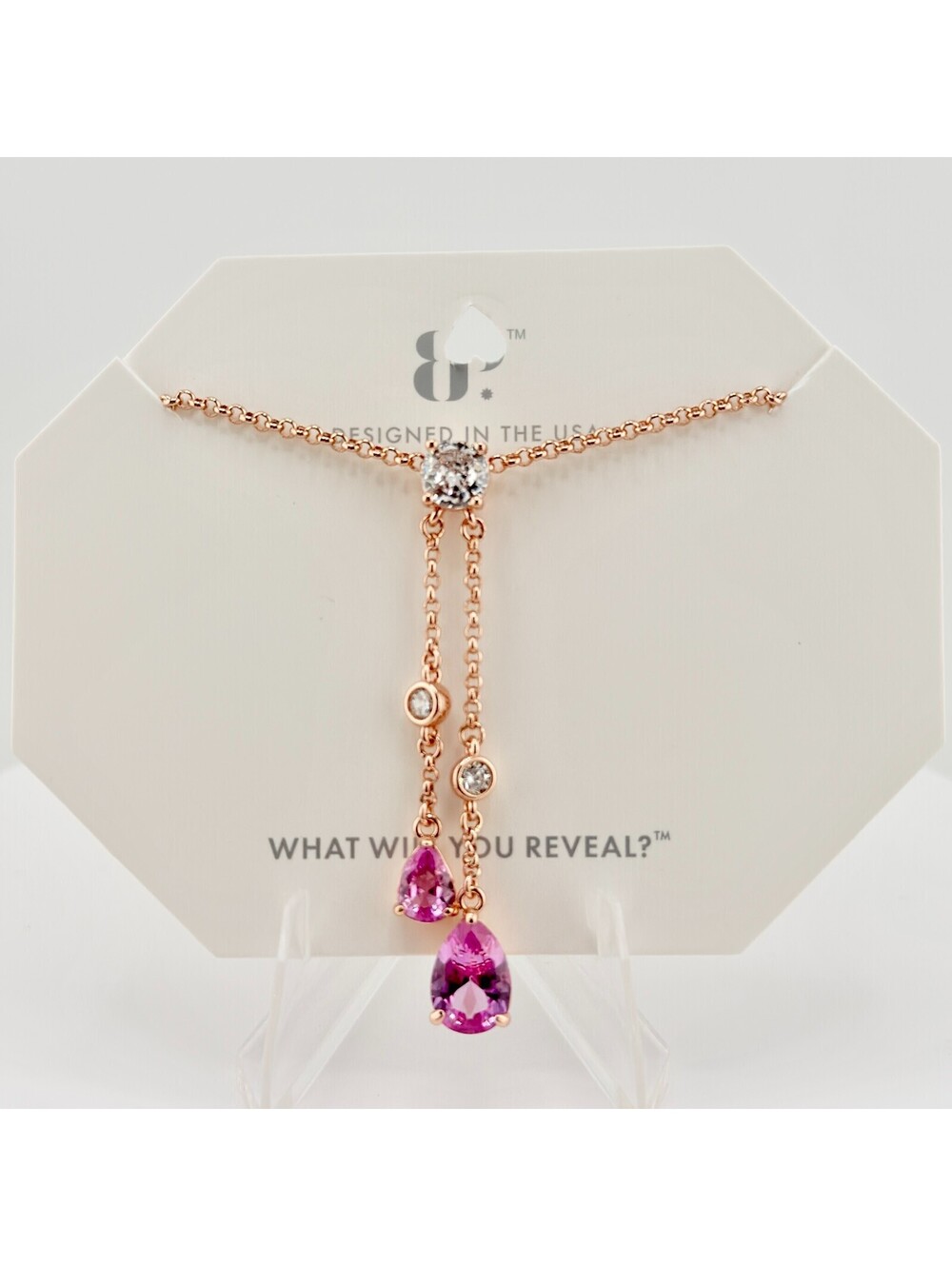 Bomb Party Necklace  "All Eyes On Shine" Pink Corundum on Rose Gold NK25214